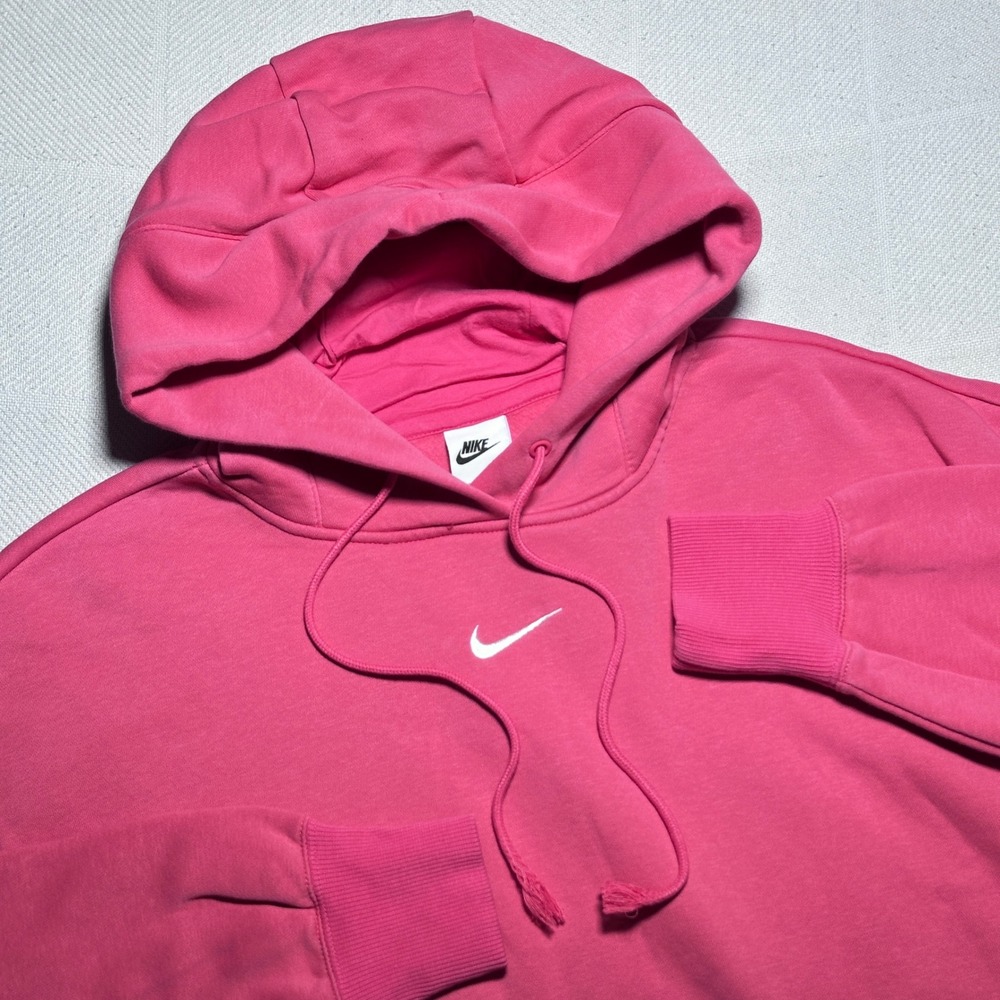 Nike Phoenix Fleece Hoodie Womens Large Oversized Center Swoosh Pink Pullover